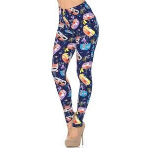 Reg One Size Buttery‎ soft Colorful Blue Camper Womens Leggings